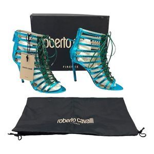 Roberto Cavalli snakeskin blue heels size 41